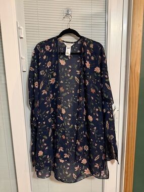 Market & Spruce Navy Floral Sheer Duster